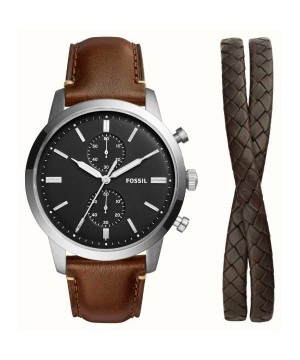 Set Ceas barbatesc si bratara  Fossil FS5967SET Townsman Chronograph Brown LiteHide Leather Watch and Bracelet Set (FS5967SET) oferit de magazinul Japora