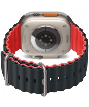 Curea silicon pentru Apple Watch Ultra/8/7/6/5/4/3, Display 49/45/44/42 mm, Negru cu Rosu, BEYOND Watch