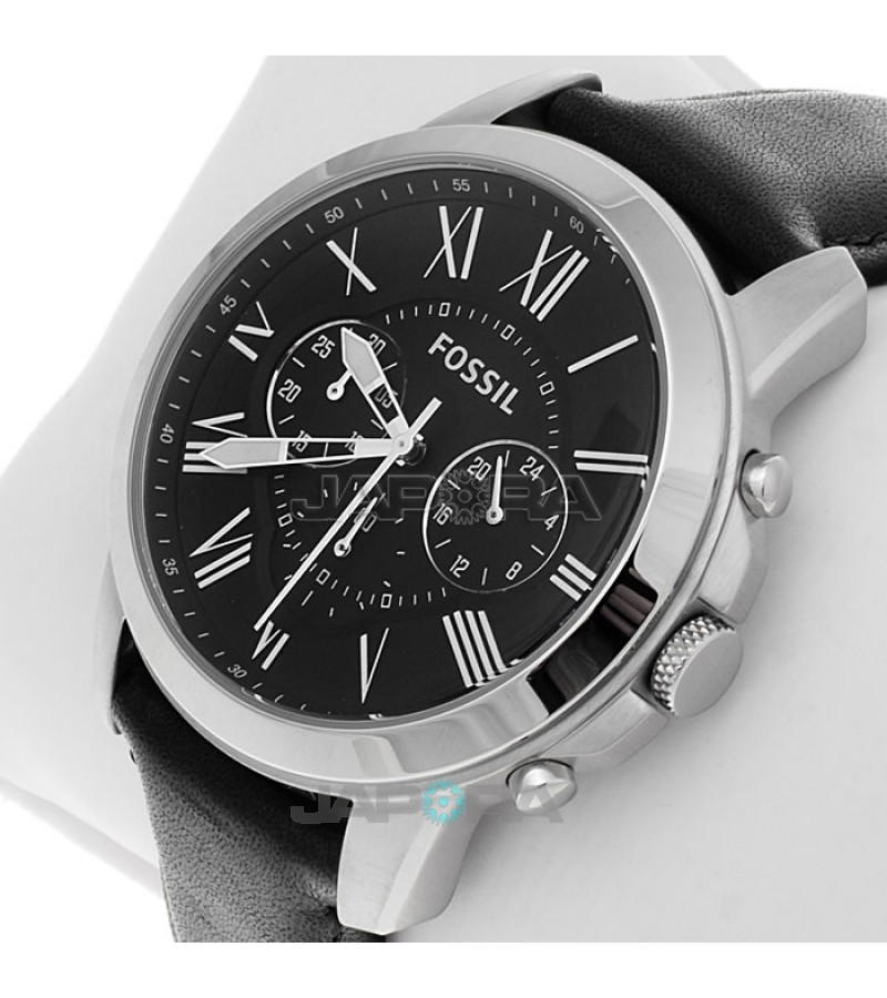 Ceas barbatesc Fossil FS4812 Grant Chronograph Leather Watch Black (FS4812) oferit de magazinul Japora