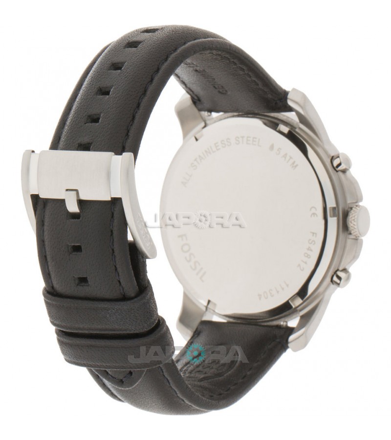 Ceas barbatesc Fossil FS4812 Grant Chronograph Leather Watch Black (FS4812) oferit de magazinul Japora